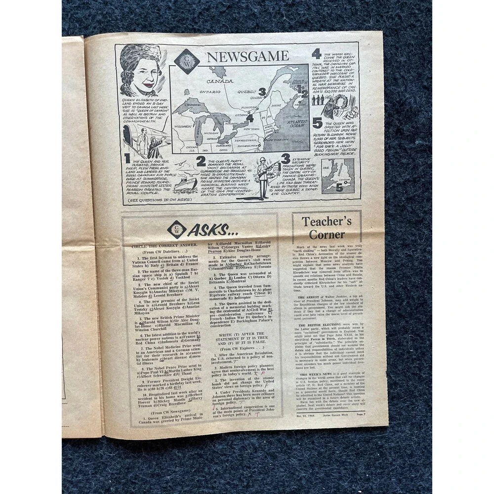 1970s Childrens Cold War Newspaper, Vintage Antique Collectibles, Original Chil